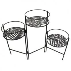 The Home Deco Factory Pots, Cache-pots Et Jardinières D'extérieur Piédestal Porte Plante En Métal Noir