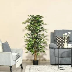 Homcom Plantes D'intérieur Et Fleurs D'intérieur Plante Artificiel Ficus H.1,5 M Tronc Branches Liane Lichen Pot Inclus 11 Homcom Plantes D'intérieur Et Fleurs D'intérieur Plante Artificiel Ficus H.1,5 M Tronc Branches Liane Lichen Pot Inclus -Parasols Soldes Magasin plante artificiel ficus h 1 5 m tronc branches liane lichen pot inclus 3