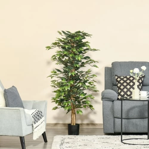 Homcom Plantes D'intérieur Et Fleurs D'intérieur Plante Artificiel Ficus H.1,5 M Tronc Branches Liane Lichen Pot Inclus 6 Homcom Plantes D'intérieur Et Fleurs D'intérieur Plante Artificiel Ficus H.1,5 M Tronc Branches Liane Lichen Pot Inclus – Image 4