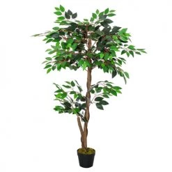 Outsunny Plantes D'intérieur Et Fleurs D'intérieur Plante Artificiel Ficus H1,2m