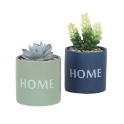 Ligne Déco Plantes D'intérieur Et Fleurs D'intérieur Plante Artificielle - 2 Succulentes Pot Céramique à Message 11cm
