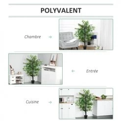 Outsunny Plantes D'intérieur Et Fleurs D'intérieur Plante Artificielle Banyan H1,45m -Parasols Soldes Magasin plante artificielle banyan h1 45m 5