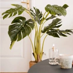 Oviala Plantes D'intérieur Et Fleurs D'intérieur Plante Artificielle En Pot Polyéthylène Vert -Parasols Soldes Magasin plante artificielle en pot polyethylene vert 5