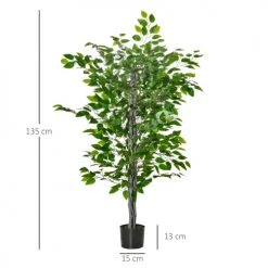 Homcom Plantes D'intérieur Et Fleurs D'intérieur Plante Artificielle Ficus H.1,35 M Tronc Branches Liane Lichen Pot -Parasols Soldes Magasin plante artificielle ficus h 1 35 m tronc branches liane lichen pot 2