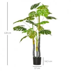 Homcom Plantes D'intérieur Et Fleurs D'intérieur Plante Artificielle Monstera H.1,2 M Tronc Branches Lichen Pot Inclus -Parasols Soldes Magasin plante artificielle monstera h 1 2 m tronc branches lichen pot inclus 2