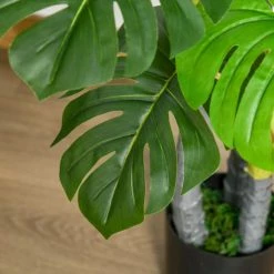 Homcom Plantes D'intérieur Et Fleurs D'intérieur Plante Artificielle Monstera H.1,2 M Tronc Branches Lichen Pot Inclus -Parasols Soldes Magasin plante artificielle monstera h 1 2 m tronc branches lichen pot inclus 3