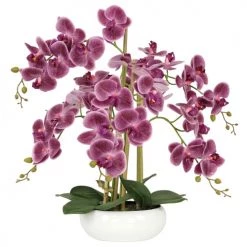 Ligne Déco Plantes D'intérieur Et Fleurs D'intérieur Plante Fleur Artificielle Orchidée Toucher Naturel, H.55cm