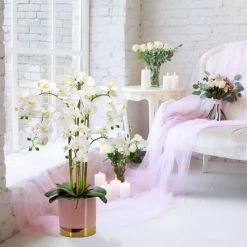 Ligne Déco Plantes D'intérieur Et Fleurs D'intérieur Plante Fleur Artificielle Orchidée Toucher Naturel, H.80cm -Parasols Soldes Magasin plante fleur artificielle orchidee toucher naturel h 80cm 18