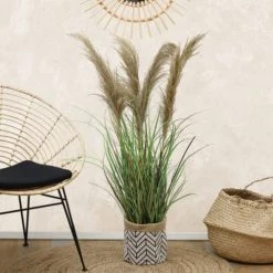 Ligne Déco Plantes D'intérieur Et Fleurs D'intérieur Plante Herbe Verte Artificielle Plumeaux Naturels Pampa 110cm -Parasols Soldes Magasin plante herbe verte artificielle plumeaux naturels pampa 110cm 2