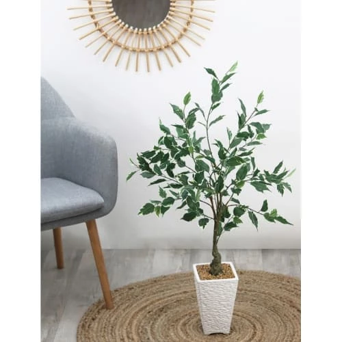 Ligne Déco Plantes D'intérieur Et Fleurs D'intérieur Plante Verte Artificielle Ficus Panaché Pot Céramique, H.100cm 4 Ligne Déco Plantes D'intérieur Et Fleurs D'intérieur Plante Verte Artificielle Ficus Panaché Pot Céramique, H.100cm – Image 2