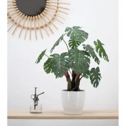 Ligne Déco Plantes D'intérieur Et Fleurs D'intérieur Plante Verte Artificielle Monstera, Pot Céramique, H.55cm -Parasols Soldes Magasin plante verte artificielle monstera pot ceramique h 55cm 1