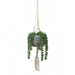 Ligne Déco Plantes D'intérieur Et Fleurs D'intérieur Plante Verte Artificielle Suspendue, Pot Ciment Corde, H.70cm
