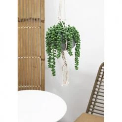 Ligne Déco Plantes D'intérieur Et Fleurs D'intérieur Plante Verte Artificielle Suspendue, Pot Ciment Corde, H.70cm -Parasols Soldes Magasin plante verte artificielle suspendue pot ciment corde h 70cm 3