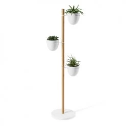 Umbra Pots, Cache-pots Et Jardinières D'extérieur Porte Pots De Fleurs Sur Pied, Bois Col Naturel, 3 Pots -Parasols Soldes Magasin porte pots de fleurs sur pied bois col naturel 3 pots 2