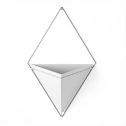 Umbra Pots, Cache-pots Et Jardinières D'extérieur Pot De Fleurs Mural Grand, Céramique, Blanc Et Nickel