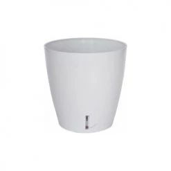 Riviera Pots, Cache-pots Et Jardinières D'extérieur Pot En Plastique Rond Avec Réserve D'eau 45 Cm Eva Blanc