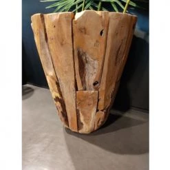 Dijk Pots, Cache-pots Et Jardinières D'extérieur Pot Rond En Teck D50cm -Parasols Soldes Magasin pot rond en teck d50cm 1