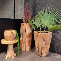 Dijk Pots, Cache-pots Et Jardinières D'extérieur Pot Rond En Teck D50cm -Parasols Soldes Magasin pot rond en teck d50cm 2