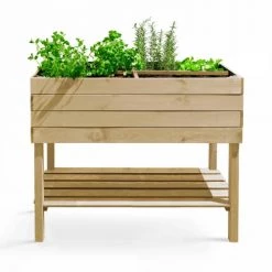 Oviala Pots, Cache-pots Et Jardinières D'extérieur Potager Rectangulaire En Bois Naturel - 110x50x80 Cm - Topi