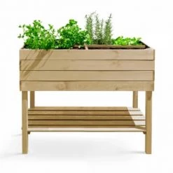 Oviala Pots, Cache-pots Et Jardinières D'extérieur Potager Rectangulaire En Bois Naturel - 110x50x80 Cm - Topi -Parasols Soldes Magasin potager rectangulaire en bois naturel 110x50x80 cm topi 5