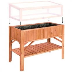 Tectake Pots, Cache-pots Et Jardinières D'extérieur Potager Sur Pied Avec étagère De Rangement 119 X 53 X 90 Cm Marron -Parasols Soldes Magasin potager sur pied avec etagere de rangement 119 x 53 x 90 cm marron 2