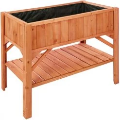 Tectake Pots, Cache-pots Et Jardinières D'extérieur Potager Sur Pied Avec étagère De Rangement 119 X 53 X 90 Cm Marron