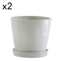Ecopots Pots, Cache-pots Et Jardinières D'extérieur Pots De Fleurs Avec Soucoupe Terracotta D20 - Lot De 2 -Parasols Soldes Magasin pots de fleurs avec soucoupe blanc gris d20 lot de 2 1