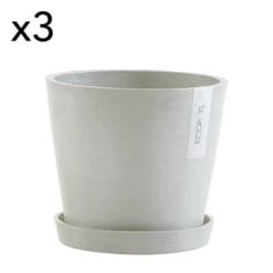 Ecopots Pots, Cache-pots Et Jardinières D'extérieur Pots De Fleurs Avec Soucoupe Terracotta D20 - Lot De 3 -Parasols Soldes Magasin pots de fleurs avec soucoupe blanc gris d20 lot de 3 1