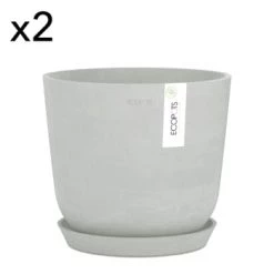 Ecopots Pots, Cache-pots Et Jardinières D'extérieur Pots De Fleurs Avec Soucoupe Noir D25 - Lot De 2 -Parasols Soldes Magasin pots de fleurs avec soucoupe blanc gris d25 lot de 2 1