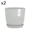 Ecopots Pots, Cache-pots Et Jardinières D'extérieur Pots De Fleurs Avec Soucoupe Blanc Gris D25 - Lot De 2