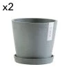 Ecopots Pots, Cache-pots Et Jardinières D'extérieur Pots De Fleurs Avec Soucoupe Bleu Gris D20 - Lot De 2 -Parasols Soldes Magasin pots de fleurs avec soucoupe bleu gris d20 lot de 2