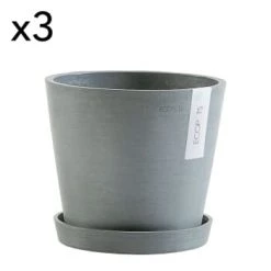 Ecopots Pots, Cache-pots Et Jardinières D'extérieur Pots De Fleurs Avec Soucoupe Blanc Gris D20 - Lot De 3 -Parasols Soldes Magasin pots de fleurs avec soucoupe bleu gris d20 lot de 3 2