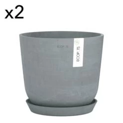 Ecopots Pots, Cache-pots Et Jardinières D'extérieur Pots De Fleurs Avec Soucoupe Noir D25 - Lot De 2 -Parasols Soldes Magasin pots de fleurs avec soucoupe bleu gris d25 lot de 2 1