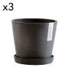 Ecopots Pots, Cache-pots Et Jardinières D'extérieur Pots De Fleurs Avec Soucoupe Noir D20 - Lot De 3