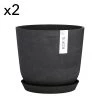 Ecopots Pots, Cache-pots Et Jardinières D'extérieur Pots De Fleurs Avec Soucoupe Noir D25 - Lot De 2 -Parasols Soldes Magasin pots de fleurs avec soucoupe noir d25 lot de 2 1