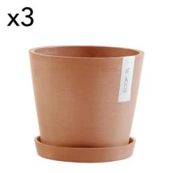 Ecopots Pots, Cache-pots Et Jardinières D'extérieur Pots De Fleurs Avec Soucoupe Terracotta D20 - Lot De 3 -Parasols Soldes Magasin pots de fleurs avec soucoupe terracotta d20 lot de 3 2