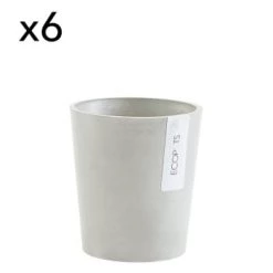 Ecopots Pots, Cache-pots Et Jardinières D'extérieur Pots De Fleurs Blanc Gris D14 - Lot De 6 -Parasols Soldes Magasin pots de fleurs blanc gris d14 lot de 6 1