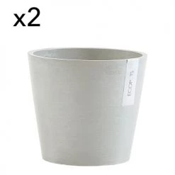 Ecopots Pots, Cache-pots Et Jardinières D'extérieur Pots De Fleurs Blanc Gris D20 - Lot De 2