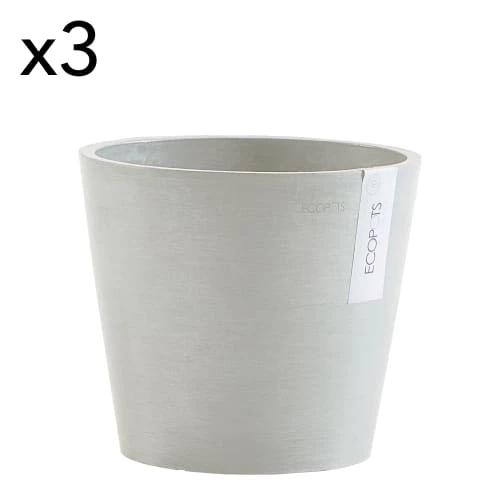 Ecopots Pots, Cache-pots Et Jardinières D'extérieur Pots De Fleurs Blanc Gris D20 - Lot De 3 3 Ecopots Pots, Cache-pots Et Jardinières D'extérieur Pots De Fleurs Blanc Gris D20 - Lot De 3