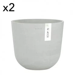 Ecopots Pots, Cache-pots Et Jardinières D'extérieur Pots De Fleurs Blanc Gris D25 - Lot De 2