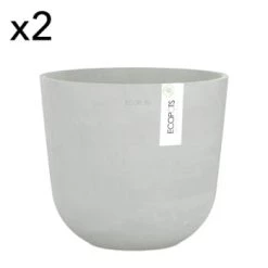 Ecopots Pots, Cache-pots Et Jardinières D'extérieur Pots De Fleurs Terracotta D25 - Lot De 2 -Parasols Soldes Magasin pots de fleurs blanc gris d25 lot de 2
