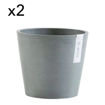 Ecopots Pots, Cache-pots Et Jardinières D'extérieur Pots De Fleurs Blanc Gris D20 - Lot De 2 4 Ecopots Pots, Cache-pots Et Jardinières D'extérieur Pots De Fleurs Blanc Gris D20 - Lot De 2 – Image 2