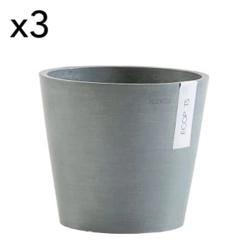 Ecopots Pots, Cache-pots Et Jardinières D'extérieur Pots De Fleurs Blanc Gris D20 - Lot De 3 4 Ecopots Pots, Cache-pots Et Jardinières D'extérieur Pots De Fleurs Blanc Gris D20 - Lot De 3 – Image 2
