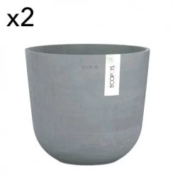 Ecopots Pots, Cache-pots Et Jardinières D'extérieur Pots De Fleurs Bleu Gris D25 - Lot De 2