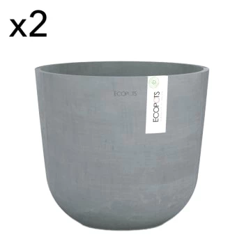 Ecopots Pots, Cache-pots Et Jardinières D'extérieur Pots De Fleurs Bleu Gris D25 - Lot De 2 6 Ecopots Pots, Cache-pots Et Jardinières D'extérieur Pots De Fleurs Bleu Gris D25 - Lot De 2 – Image 4