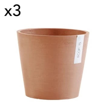 Ecopots Pots, Cache-pots Et Jardinières D'extérieur Pots De Fleurs Blanc Gris D20 - Lot De 3 5 Ecopots Pots, Cache-pots Et Jardinières D'extérieur Pots De Fleurs Blanc Gris D20 - Lot De 3 – Image 3
