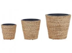 Beliani Pots, Cache-pots Et Jardinières D'extérieur Pots Et Vases En Rotin Beige H28 37 47