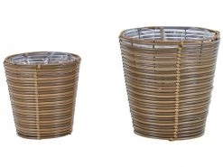 Beliani Pots, Cache-pots Et Jardinières D'extérieur Pots Et Vases En Rotin Marron H25 32