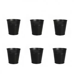 Youdoit Pots, Cache-pots Et Jardinières D'extérieur Seau Métallique Noir D10,5cm - Lot De 6