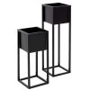 ML-Design Pots, Cache-pots Et Jardinières D'extérieur Set 2x Supports Plantes Noir Carré Métal 21x50/70x21cm -Parasols Soldes Magasin set 2x supports plantes noir carre metal 21x50 70x21cm